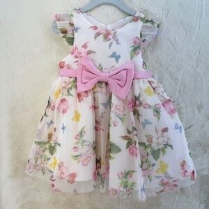 Rare Editions 24M Floral Dress Pink Bow Bloomers Easter Spring Butterflies NWT
